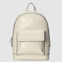 Gucci Medium Backpack In White GG Embossed Perforated Leather Gucci Medium Backpack In White GG Embossed Perforated Leather