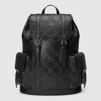 Gucci Men's Backpack In Black GG Embossed Leather Gucci Men's Backpack In Black GG Embossed Leather