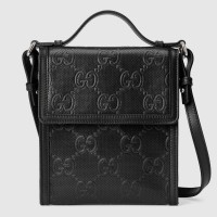 Gucci Messengers Bag In Black GG Embossed Leather Gucci Messengers Bag In Black GG Embossed Leather