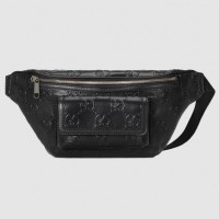 Gucci Belt Bag In Black GG Embossed Perforated Leather Gucci Belt Bag In Black GG Embossed Perforated Leather