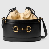 Gucci 1955 Horsebit Bucket Bag In Black Calfskin Gucci 1955 Horsebit Bucket Bag In Black Calfskin