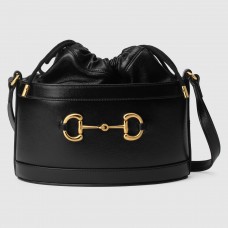 Gucci 1955 Horsebit Bucket Bag In Noir Calfskin Gucci 1955 Horsebit Bucket Bag In Noir Calfskin
