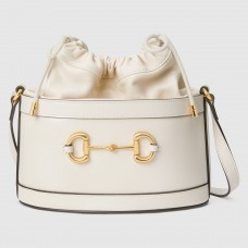 Gucci 1955 Horsebit Bucket Bag In White Calfskin Gucci 1955 Horsebit Bucket Bag In White Calfskin