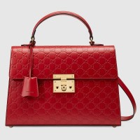 Gucci Red Medium Padlock Signature Top Handle Bag Gucci Red Medium Padlock Signature Top Handle Bag