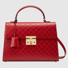 Gucci Red Medium Padlock Signature Top Handle Bag Gucci Red Medium Padlock Signature Top Handle Bag