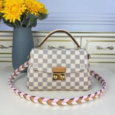 Louis Vuitton LV Croisette N50053 Damier Azur with Pink Braided Strap Louis Vuitton LV Croisette N50053 Damier Azur with Pink Braided Strap