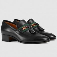 Gucci Black Loafers With Web and Interlocking G Gucci Black Loafers With Web and Interlocking G