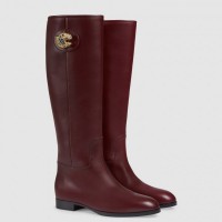 Gucci Boots In Bordeaux Leather with Tiger Head Gucci Boots In Bordeaux Leather with Tiger Head
