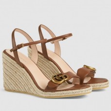 Gucci Brown Double G Espadrille Wedge Sandals Gucci Brown Double G Espadrille Wedge Sandals
