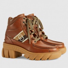 Gucci Brown Leather Ankle Boots With Interlocking G Gucci Brown Leather Ankle Boots With Interlocking G