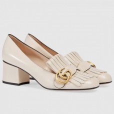 Gucci Fringed Pumps 50mm In White Leather Gucci Fringed Pumps 50mm In White Leather