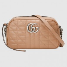 Gucci GG Marmont Small Shoulder Bag In Rose Beige Matelasse Leather Gucci GG Marmont Small Shoulder Bag In Rose Beige Matelasse Leather