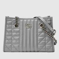 Gucci GG Marmont Small Tote In Grey Matelasse Leather