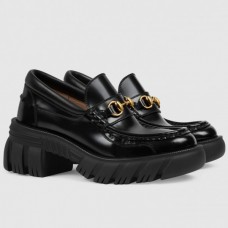 Gucci Lug Sole Horsebit Loafers In Black Calfskin Gucci Lug Sole Horsebit Loafers In Black Calfskin