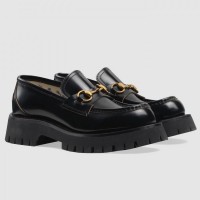 Gucci Lug Sole Horsebit Loafers In Black Leather Gucci Lug Sole Horsebit Loafers In Black Leather