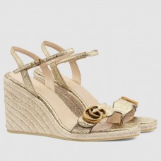 Gucci Metallic Double G Espadrille Wedge Sandals Gucci Metallic Double G Espadrille Wedge Sandals