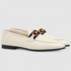 Gucci White Loafers With Web and Horsebit Gucci White Loafers With Web and Horsebit