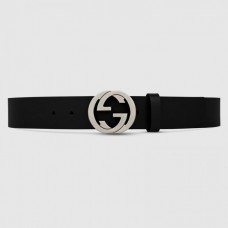 Gucci Leather belt with interlocking G Black 368186 Gucci Leather belt with interlocking G Black 368186