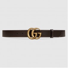 Gucci Leather belt with Double G buckle dark brown Gucci Leather belt with Double G buckle dark brown