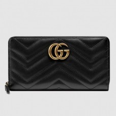Gucci Black GG Marmont Zip Around Wallet With Pearls Gucci Black GG Marmont Zip Around Wallet With Pearls