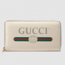 Gucci Print Vintage Logo Grained Leather Zip Around Wallet 496317 White Gucci Print Vintage Logo Grained Leather Zip Around Wallet 496317 White