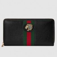 Gucci Vintage Web Rajah Zip Around Wallet 573791 Leather Black Gucci Vintage Web Rajah Zip Around Wallet 573791 Leather Black