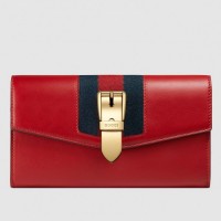 Gucci Web Sylvie Leather Continental Wallet 476084 Red Gucci Web Sylvie Leather Continental Wallet 476084 Red