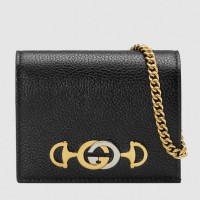 Gucci Zumi Grainy Leather Card Case Wallet 570660 Black 2019 Gucci Zumi Grainy Leather Card Case Wallet 570660 Black 2019