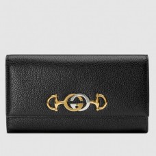 Gucci Zumi Grainy Leather Continental Wallet 573612 Black 2019 Gucci Zumi Grainy Leather Continental Wallet 573612 Black 2019