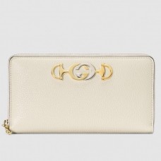 Gucci Zumi Grainy Leather Zip Around Wallet 570661 White Gucci Zumi Grainy Leather Zip Around Wallet 570661 White