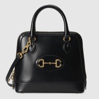 Gucci 1955 Horsebit Small Top Handle Bag In Black Calfskin Gucci 1955 Horsebit Small Top Handle Bag In Black Calfskin
