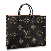 Louis Vuitton Monogram Canvas Leopard Print Onthego Tote Bag M44674 Black/Brown 2019 Louis Vuitton Monogram Canvas Leopard Print Onthego Tote Bag M44674 Black/Brown 2019