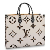 Louis Vuitton Monogram Canvas Leopard Print Onthego Tote Bag M44675 Brown/White 2019 Louis Vuitton Monogram Canvas Leopard Print Onthego Tote Bag M44675 Brown/White 2019