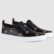 Gucci Men's Black Leather Slip-on Sneaker With Bees Gucci Men's Black Leather Slip-on Sneaker With Bees