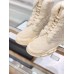 Gucci Suede Leather and GG Shearling Lace-up Ankle Boots White