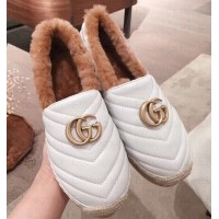 Gucci Shearling Espadrilles White With Double G Gucci Shearling Espadrilles White With Double G