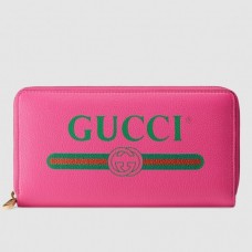 Gucci Pink Print Leather Zip Around Wallet Gucci Pink Print Leather Zip Around Wallet