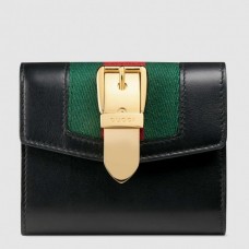 Gucci Sylvie Flap Wallet In Black Leather Gucci Sylvie Flap Wallet In Black Leather