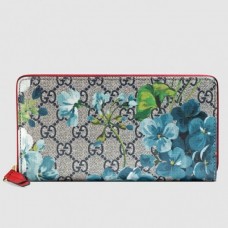 Gucci Blue GG Blooms Zip Around Wallet Gucci Blue GG Blooms Zip Around Wallet