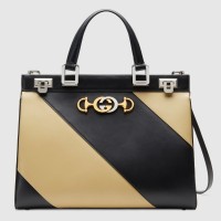 Gucci Zumi Medium Top Handle Bag In Stripe Calfskin Gucci Zumi Medium Top Handle Bag In Stripe Calfskin