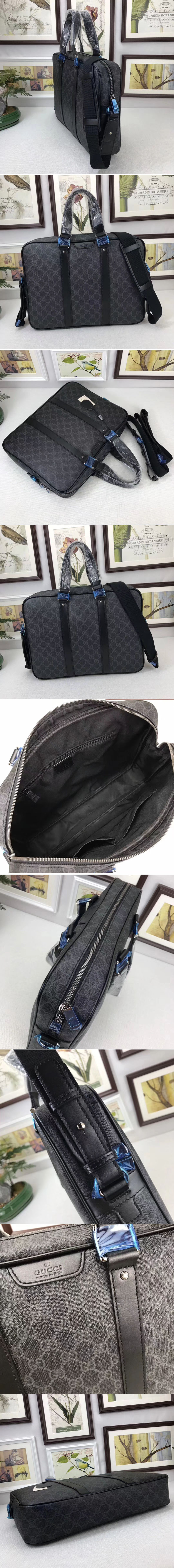 Replica Gucci 322287 GG Supreme Canvas Briefcase Bags Black