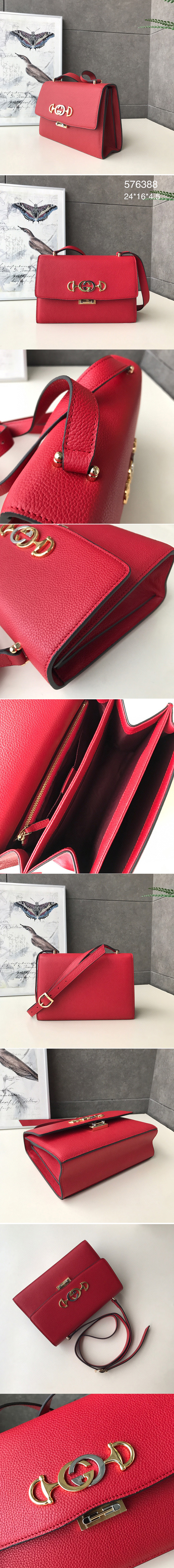 Replica Gucci 576388 Zumi grainy leather small shoulder bag in Red grainy leather