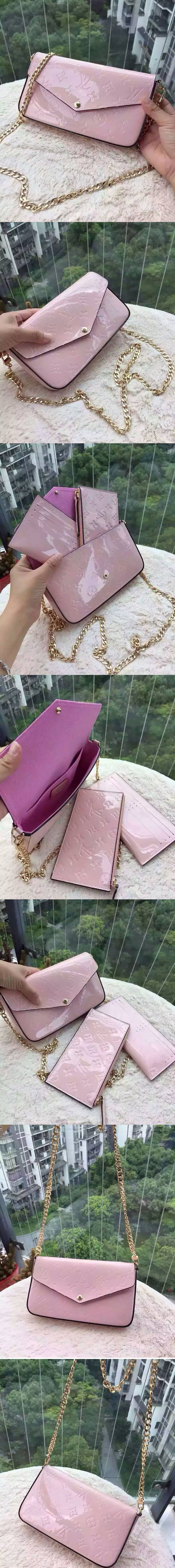 Replica Louis Vuitton M61293 Monogram Vernis Pochette Felicie GM Bags Pink