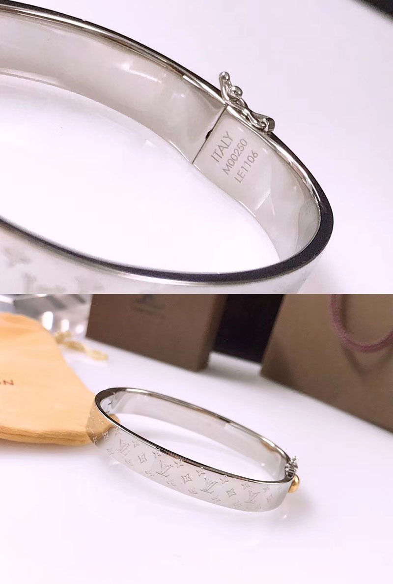 Replica Louis Vuitton M00249 Nanogram Cuff Bracelet and Bangle Silver
