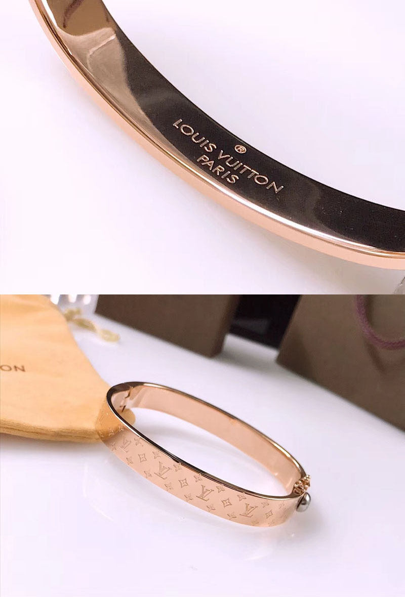Replica Louis Vuitton M00253 Nanogram Cuff Bracelet and Bangle Rose Gold