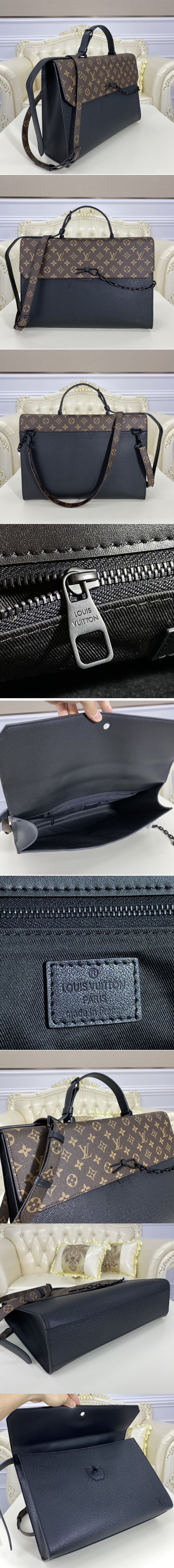 Replica Louis Vuitton M30591 LV Robusto briefcase Bag in Monogram Canvas and Taiga Leather