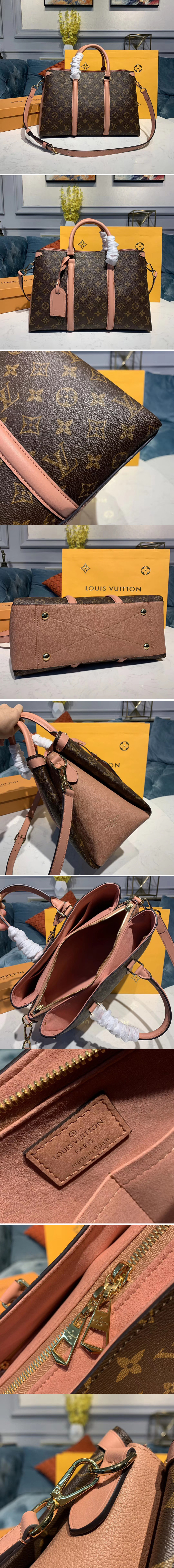 Replica Louis Vuitton M44816 LV Soufflot MM Bags Monogram Canvas With Pink Calf Leather