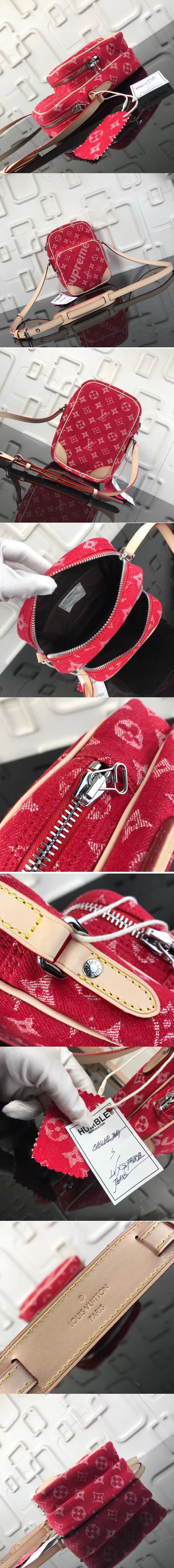 Replica Louis Vuitton M45236 LV Monogram Denim X Supreme Bags Red