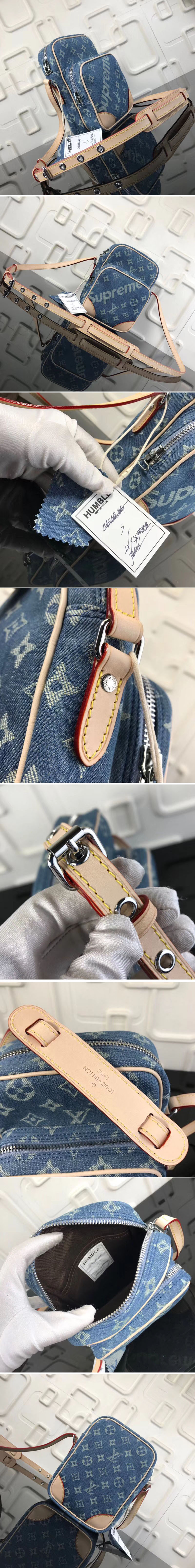 Replica Louis Vuitton M45236 LV Monogram Denim X Supreme Bags Blue