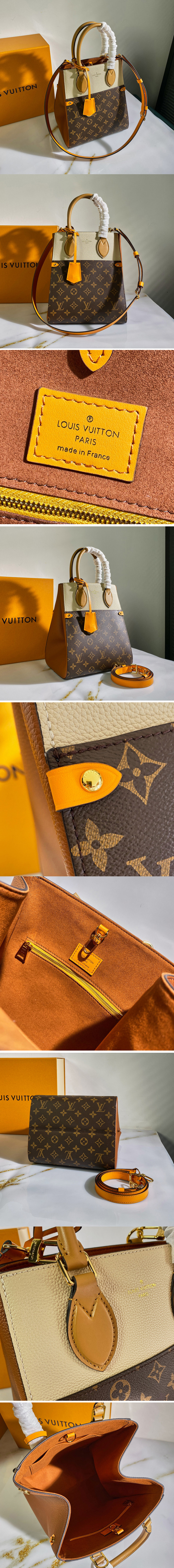 Replica Louis Vuitton M45376 Fold Tote MM Bag in Monogram Canvas and calfskin leather